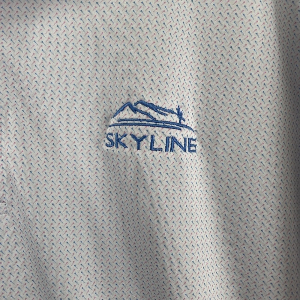 Johnnie-O Polo Shirt Mens L White Skyline Embroidered UV Protection Golf Walking - Picture 3 of 9
